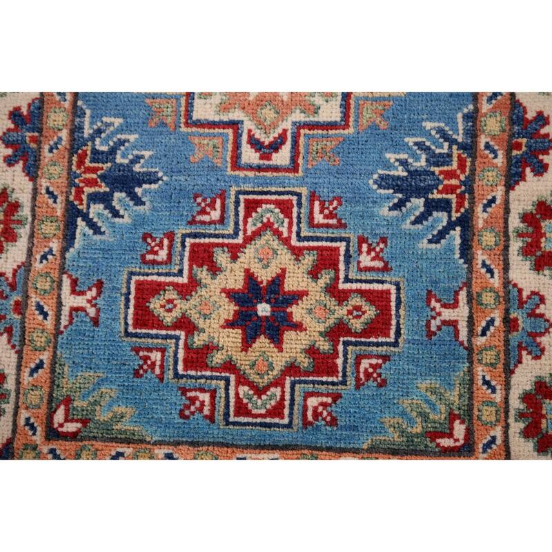 Blue Kazak Accent Rug Handmade Oriental Traditional Wool Carpet - 2'0" x 3'0"