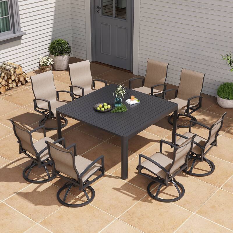 Outdoor Patio Aluminum Swivel Dining Chairs Armchair Sunbrella Fabric