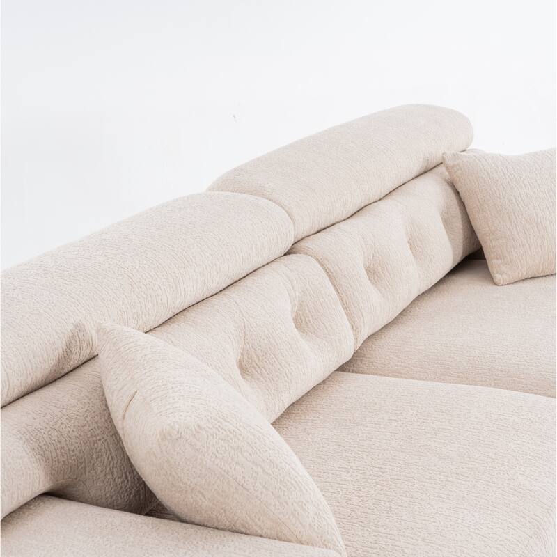 103.2" Fabric 4-Seater Sofa, Raised Back, 2 Pillows and Deep Seat Design