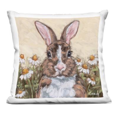Stupell Rabbit Portrait with Daisies Decorative Printed Throw Pillow Design by Sara G. Designs