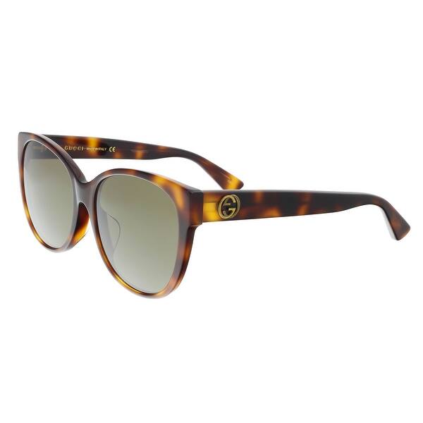 Shop Gucci Gg0097sa 002 Havana Cat Eye Sunglasses Overstock