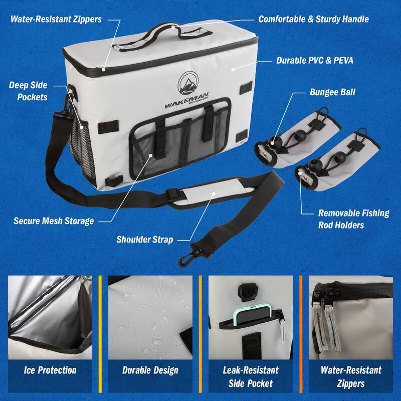 Kayak Cooler - 18L Seat Back Fishing Cooler - Water-Resistant Insulated Bag - 8-12 Hour Cooling Time by Wakeman Outdoors