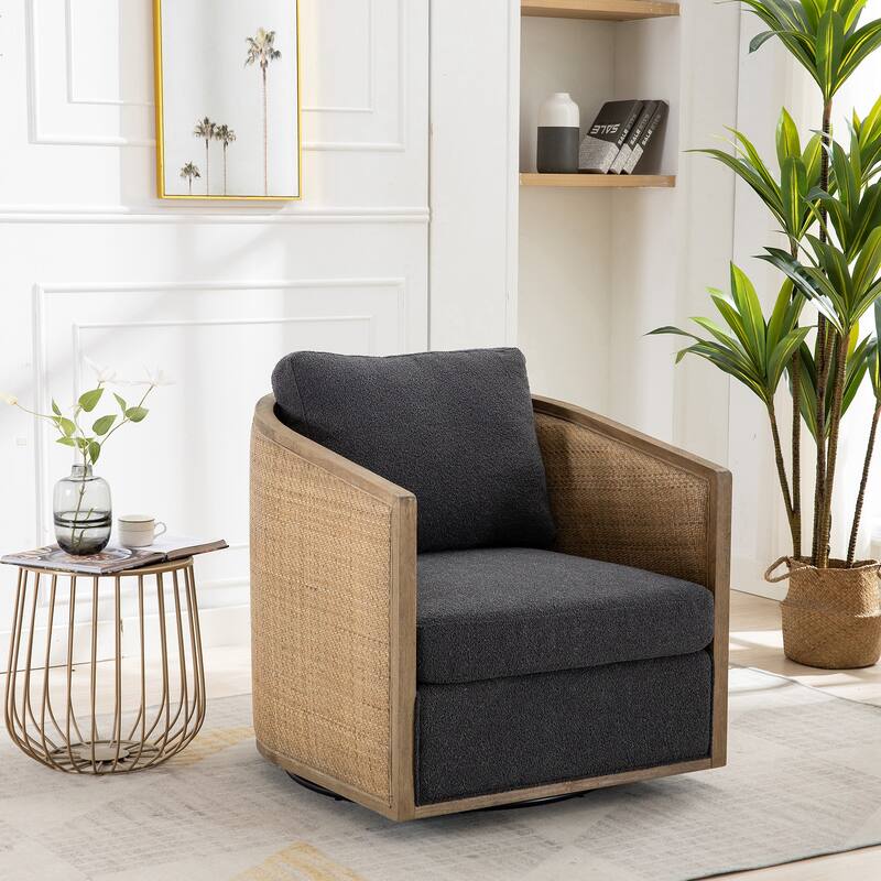 Swivel Barrel Chair, Comfy Round Accent Sofa Chair, 360 Degree Club Chair Arm Chair