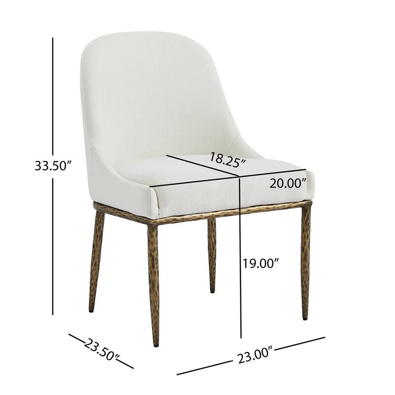 Christopher Knight Home - 5-Piece Dining Set with Metal Brass Leg Upholstered Chairs & 47.25" Round Pedestal Dining Table