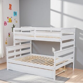 Twin Over Full Solid Wood Bunk Bed with Twin Trundle - Bed Bath ...