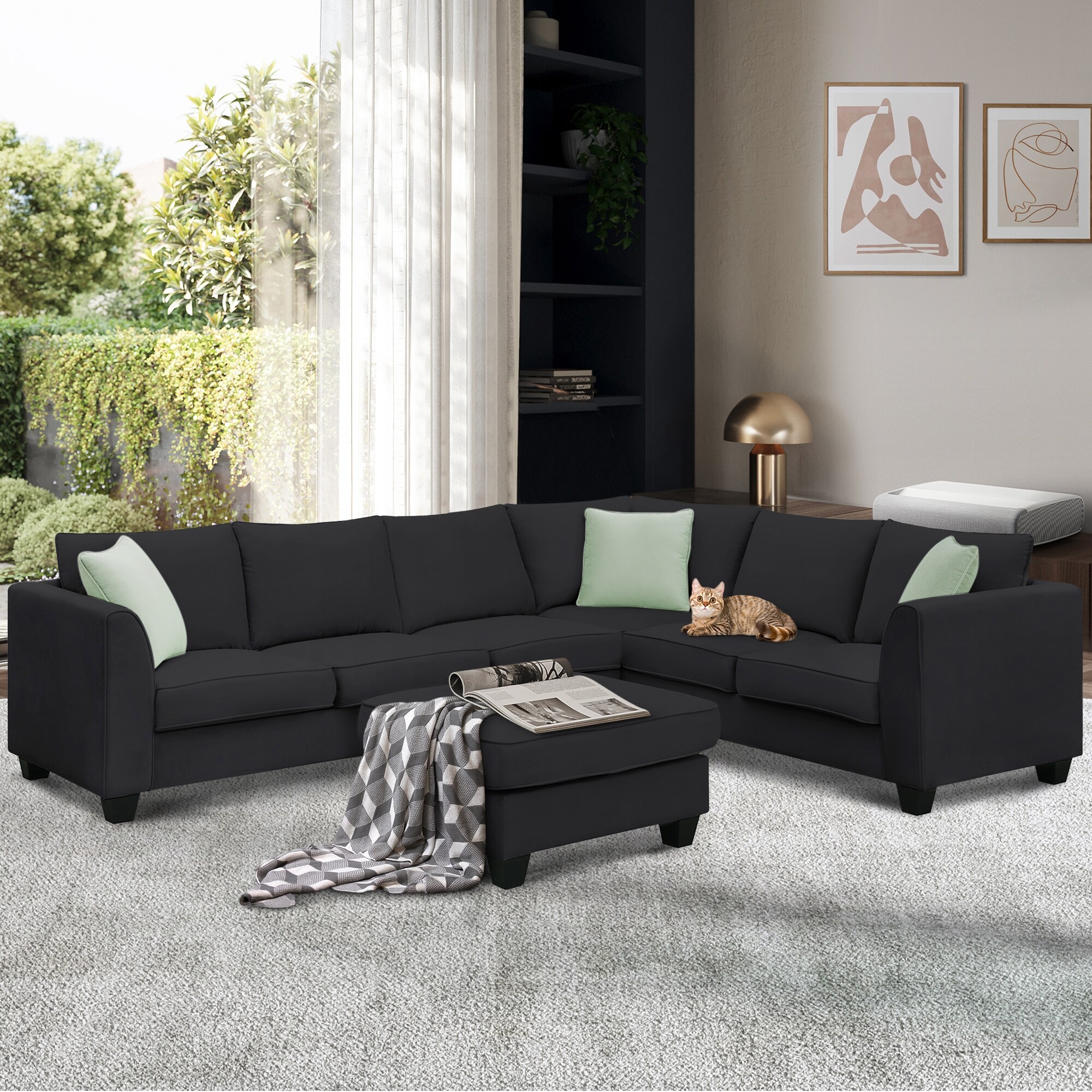Black sectional on sale sleeper sofa