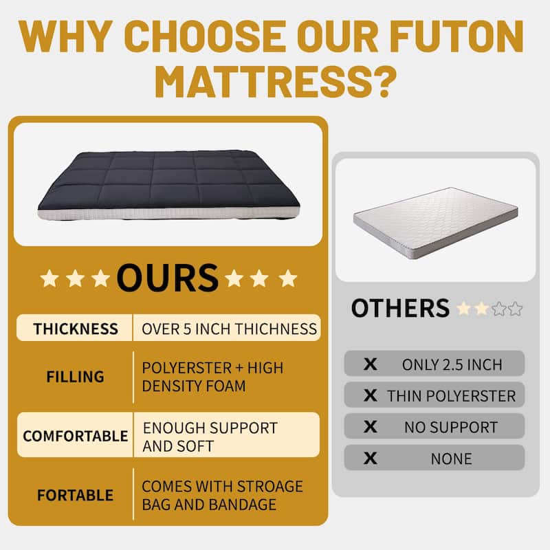 DoCred Roll Up Floor Japanese Mattress Futon with storage bag