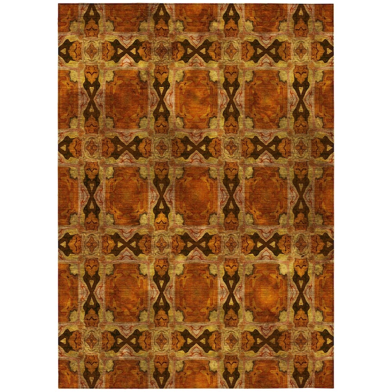 Machine Washable Indoor/ Outdoor Boho Medallions Chantille Rug