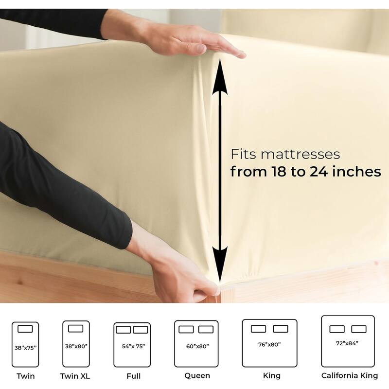 CGK Linens 4 Piece Solid Microfiber Extra Deep Pocket Bed Sheet Set