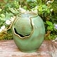 preview thumbnail 17 of 30, Glitzhome Leaf Textured Ceramic Jar Indoor Tabletop Water Fountain with LED Lights