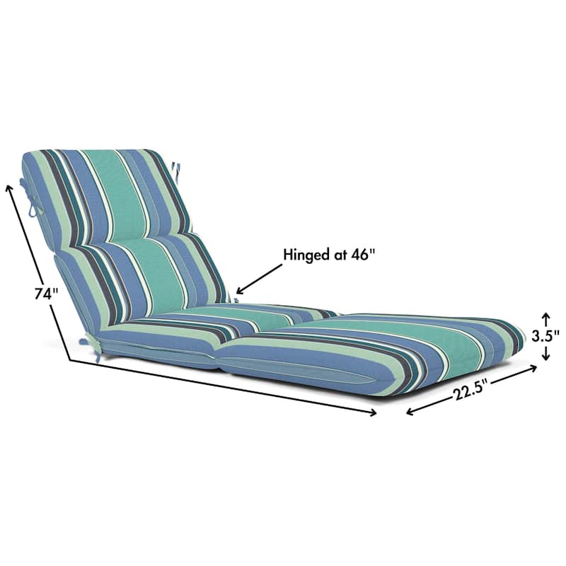 Casual Cushion Sunbrella® Fabric 1-Piece Outdoor Chaise Cushion, 22.5"W x 74"L - 22.5"W x 74"L