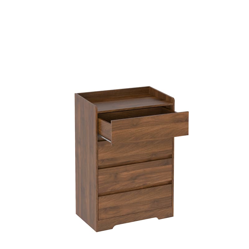 Modern 4-Drawer Dresser – Handle-Free Black Wooden Chest with Waterproof Finish & Sturdy Frame for Bedroom, Office, or Entryway‌