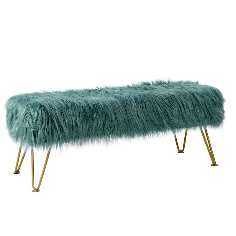 Home Soft Things Mongolian Ottoman Bench with Gold Metal Legs