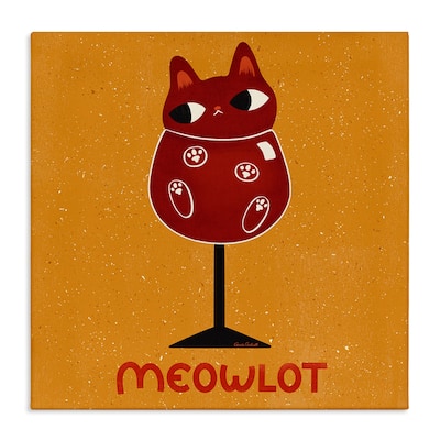 Stupell Meowlot Cat Merlot Canvas Wall Art Design By Carrie Cantwell