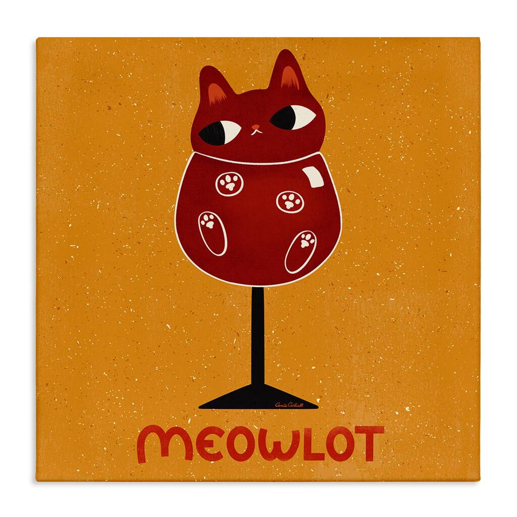 Stupell Meowlot Cat Merlot Canvas Wall Art Design By Carrie Cantwell
