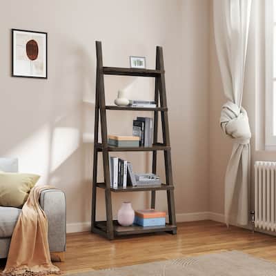 5-Tier Multifunctional Ladder Shelf with Wooden Frame, Can Be Used as Storage Rack, Suitable for Living Room Study and Office