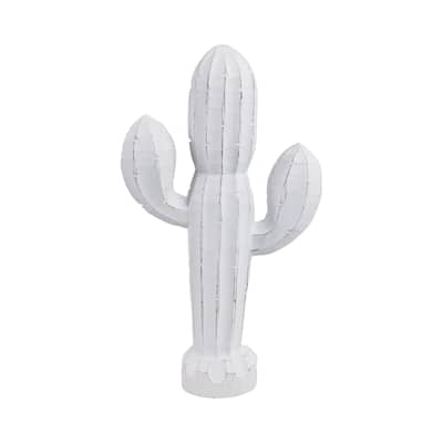 Handcrafted Wood Cactus Decorative Sculpture Rustic Carved Details - 10" x 4" x 18"