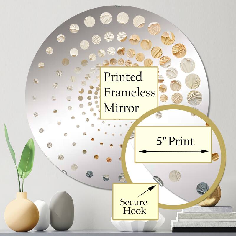 Designart "Modern Golden Beige Plam Tree" - Coastal Coastal Tropical Spiral Circle Wall Mirror