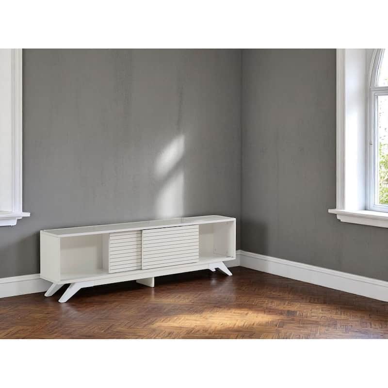 Lucina Modern TV Stand with 2 Sliding Door Cabinet 2 Shelves, Living Room Entertainment Center
