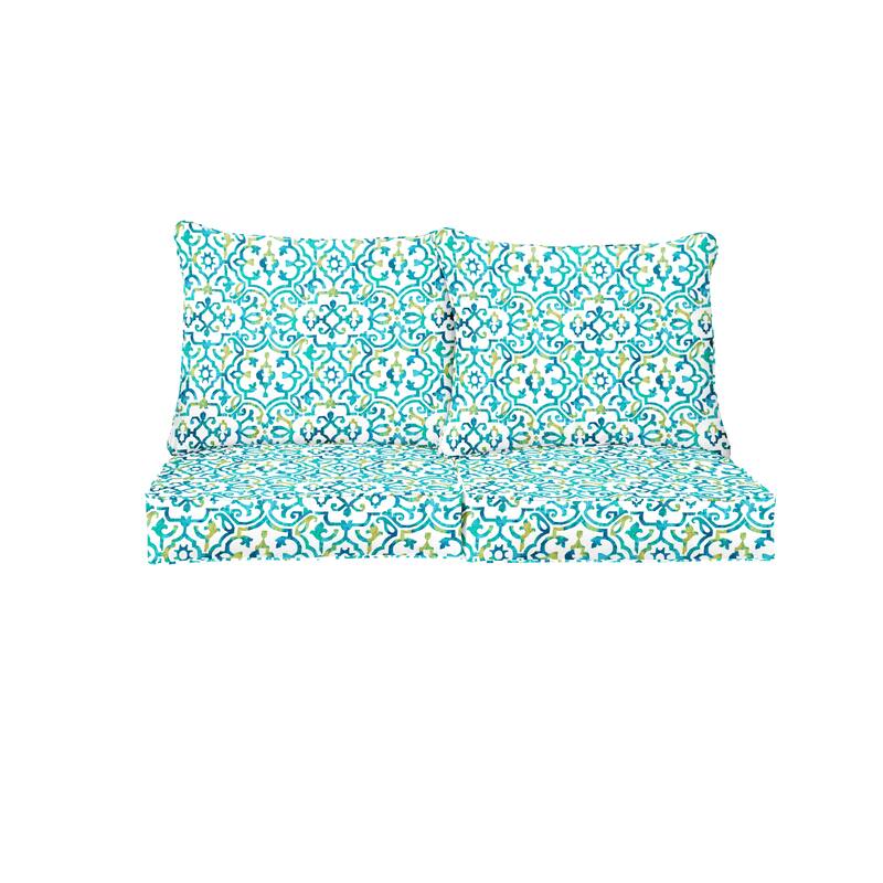 Blue Corded Indoor/ Outdoor Deep Seating Pillow and Cushion Set