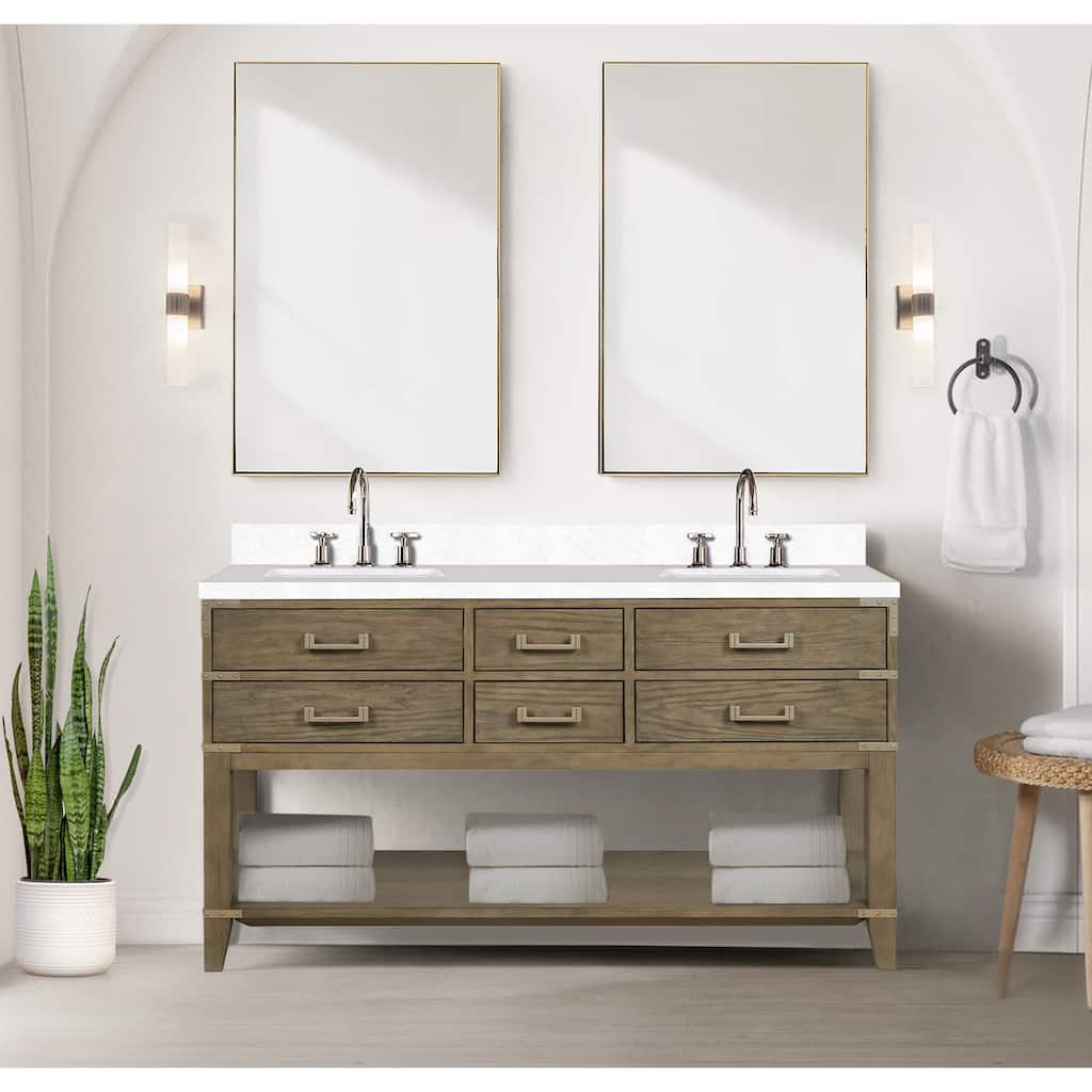 Norwalk 60 in W x 22 in D Black Oak Double Bath Vanity and Cultured Marble Top