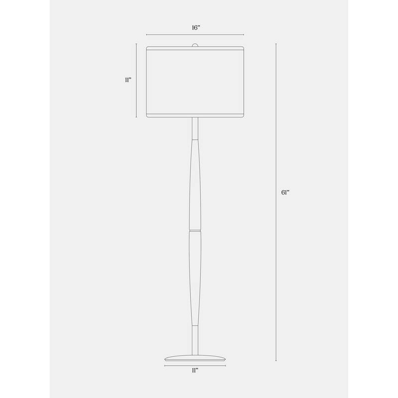 Brightech Lucas 61 in. Walnut Brown Mid-Century Modern LED Super Bright Floor Lamp with White Fabric Drum Shade