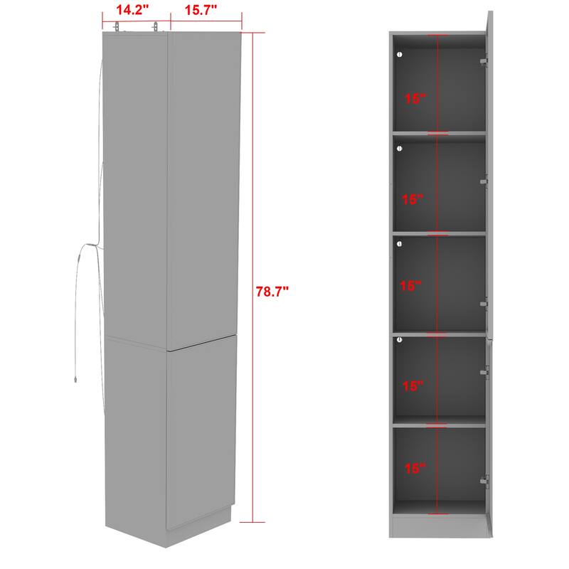 Tall Modular Display Storage Cabinet Bookcase w/Light Home Office