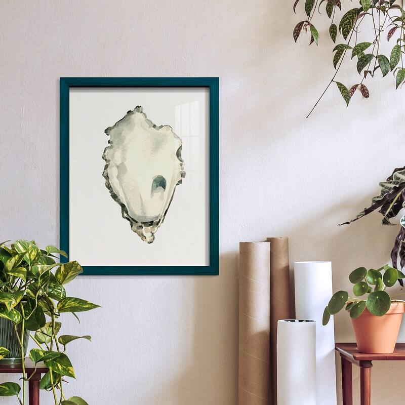 Neutral Oyster Study IV -Framed Print w/glass-Cherry Red