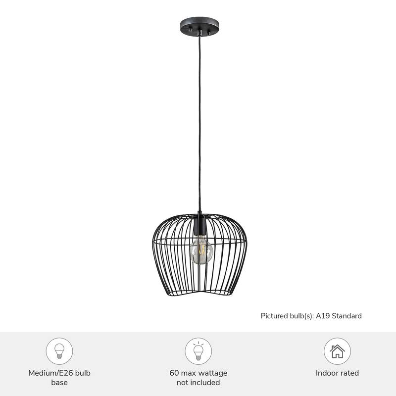 Hunter Redding Matte Black 1 Light Pendant - Industrial, Modern & Contemporary - Kitchen, Dining Room, Entryway, Laundry Room