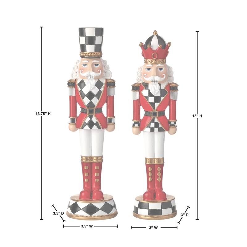 13" Resin Nutcracker On Base Set of 2