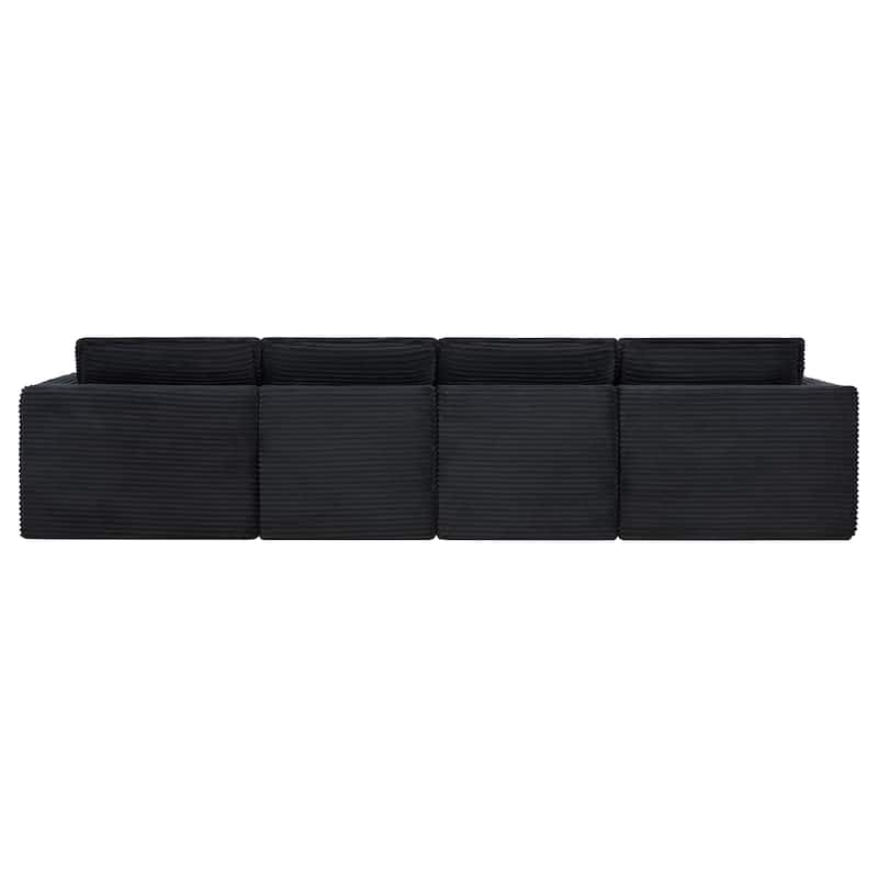 U Shaped Sectional Sofa, 142" Comfy Cloud Modular Sectional Couch with 2 Ottoman, 6 Seat Modular Sofas for Livingroom, Apartment