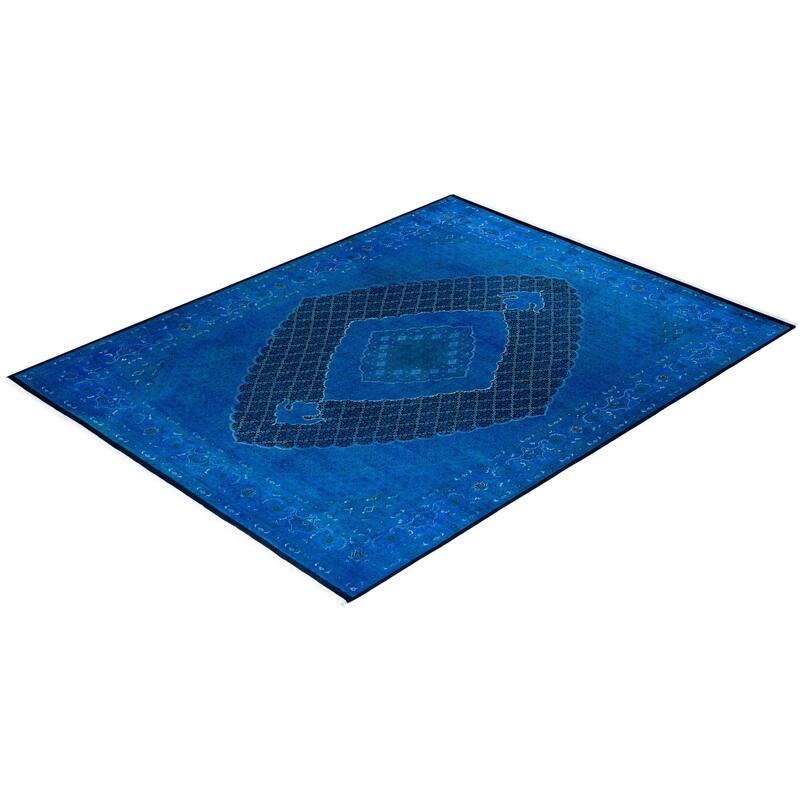 Fine Vibrance One-of-a-Kind Hand-Knotted Area Rug - Blue, 8' 2" x 10' 4" - 8' 2" x 10' 4"