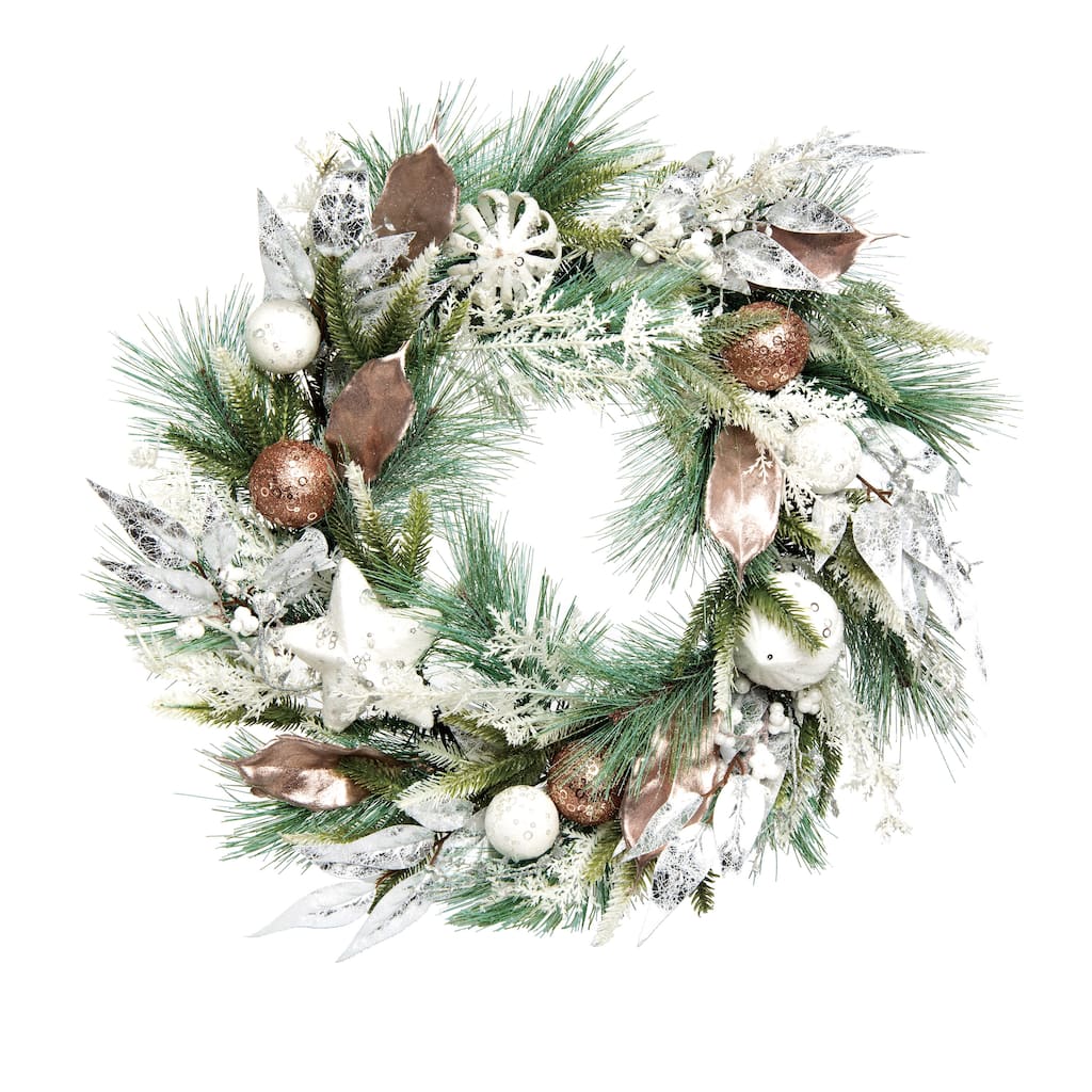 Transpac Artificial 24 in. Multicolor Christmas Glow Christmas Wreath