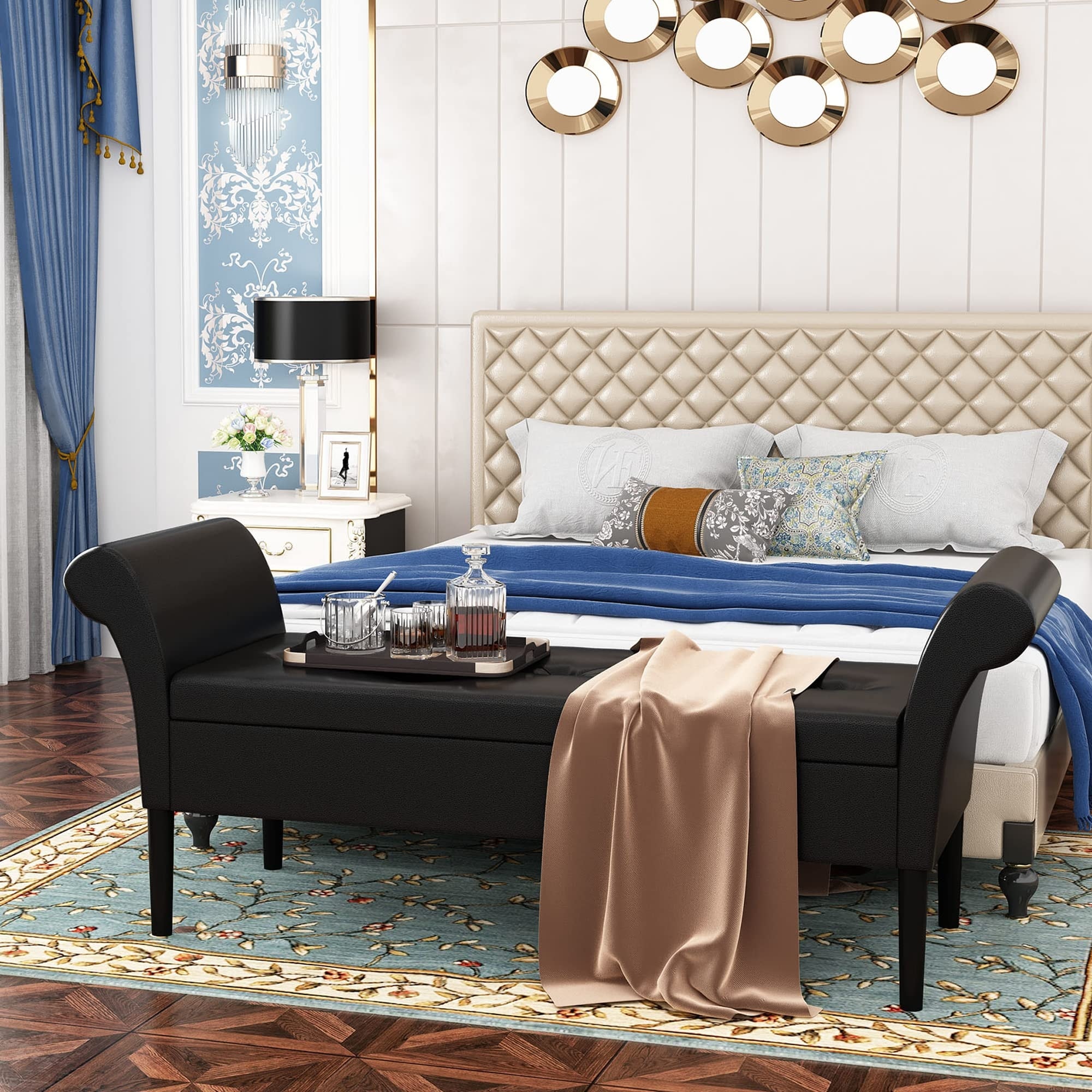 Storage bench with back and arms on sale
