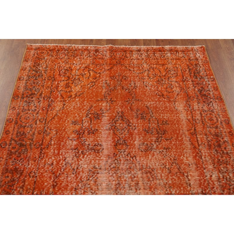 Orange Anatolian Distressed Turkish Vintage Rug Handmade Wool Carpet - 3'9"x 7'0"