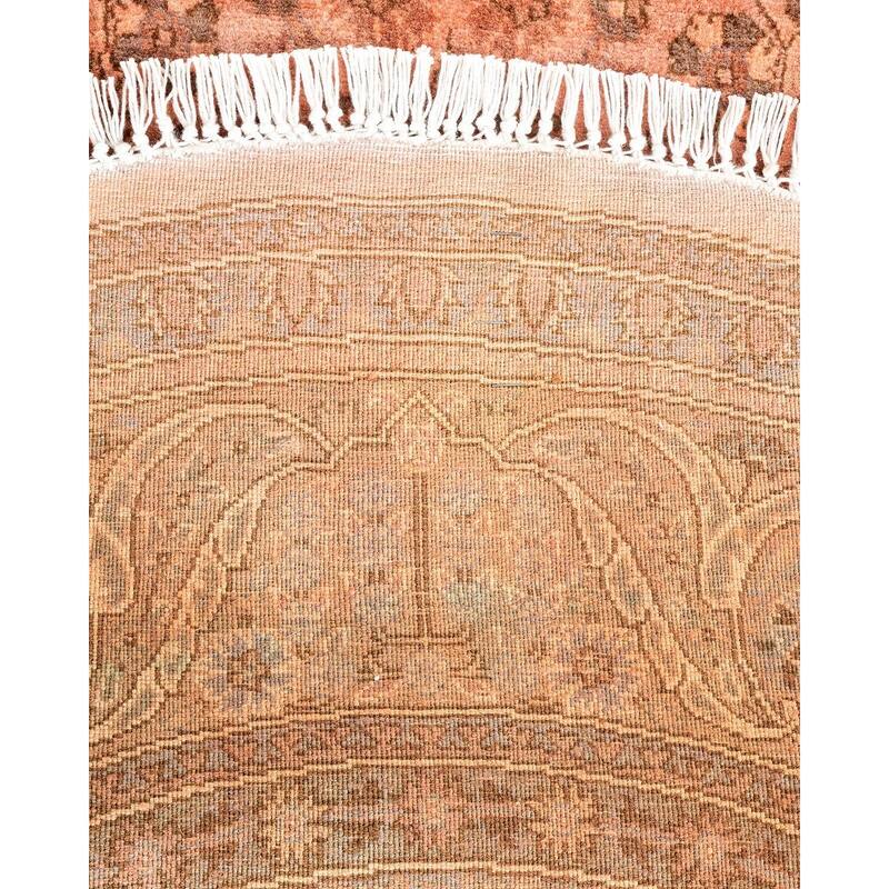 Overton Hand Knotted Wool Vintage Inspired Modern Contemporary Overdyed Pink Round Area Rug - 4' 1" x 4' 1"