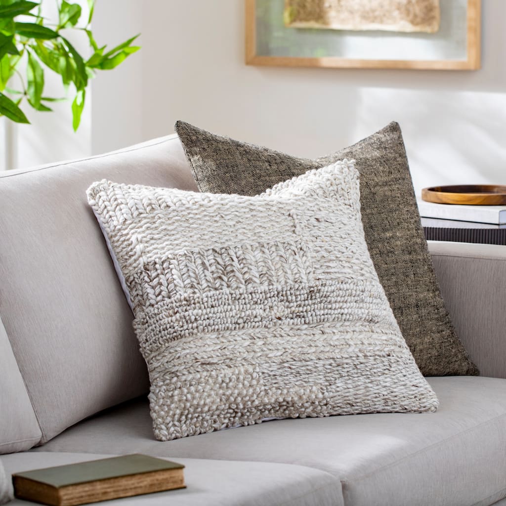 Kenia Farmhouse Solid Color Accent Pillow