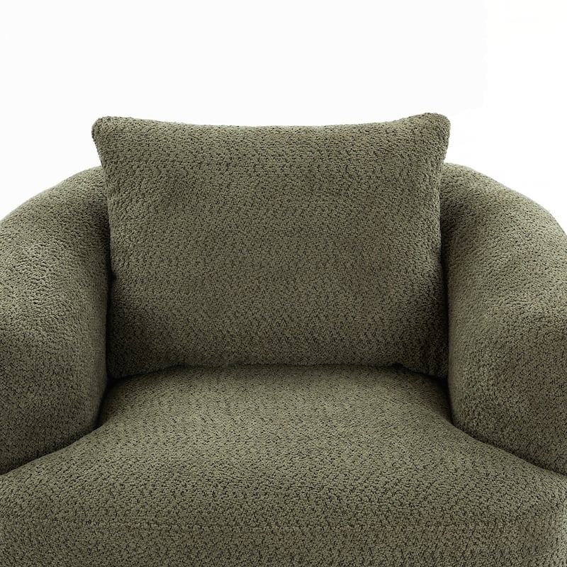 Upholstered Swivel Barrel Sofa Chair with a Throw Pillow