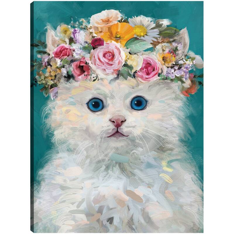 Flower Power Kitty IV By Studio Arts Canvas Art Print