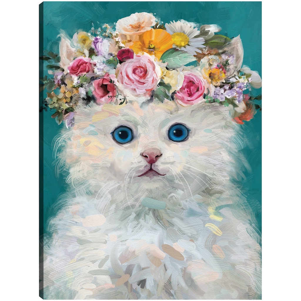 Flower Power Kitty IV By Studio Arts Canvas Art Print