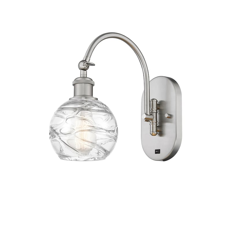 Innovations Lighting 518-1W-12-6 Athens Sconce Athens 12" Tall Wall - Brushed Satin Nickel / Clear Deco Swirl