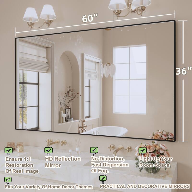 QuivaraView Wall Mounted Aluminum Frame Bathroom Vanity Mirror
