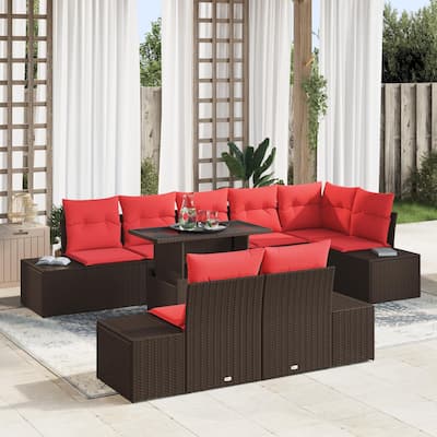 vidaXL 9 Piece Garden Sofa Set with Cushions - 125.6×60.6×27.2