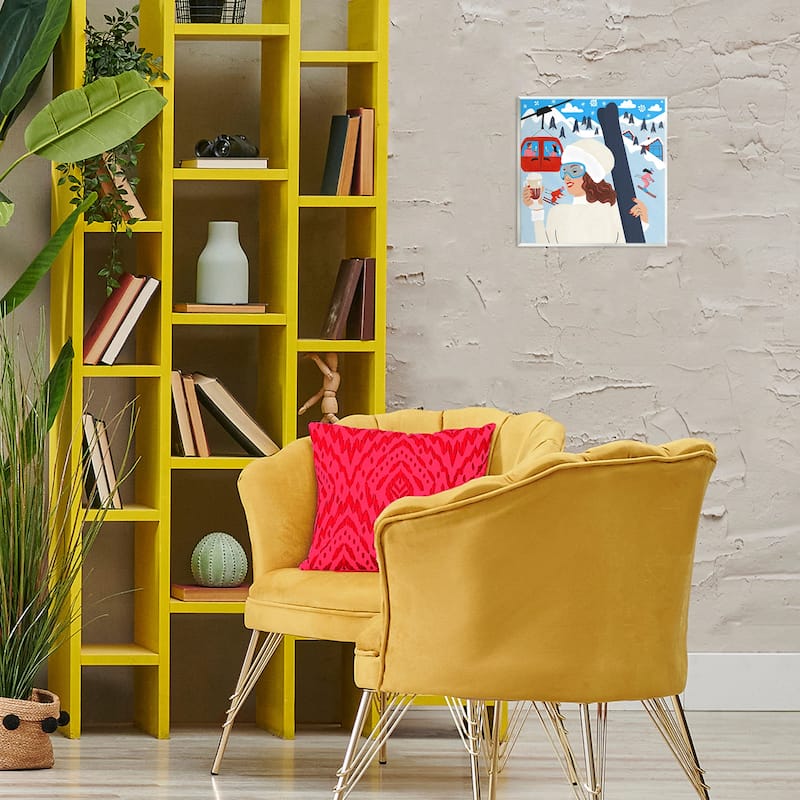 Stupell Sipping Cocoa on Ski Lift Wall Plaque Art Design By Carrie Cantwell