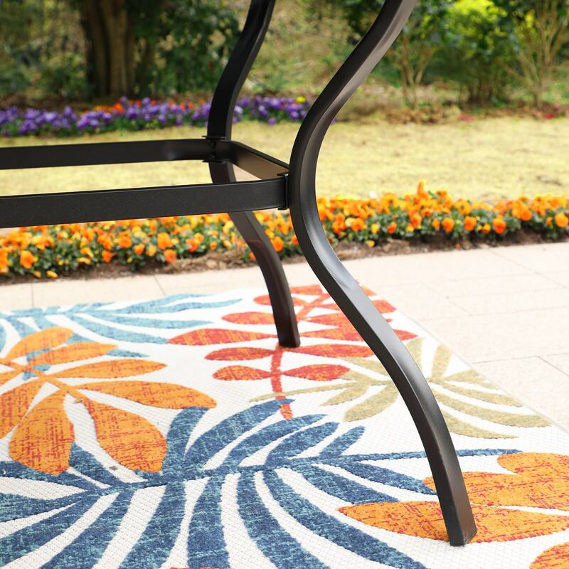 MAISON ARTS Rectangle Metal Table and 6 Swivel Chairs with Cushion 7-Piece Metal Outdoor Patio Dining Sets