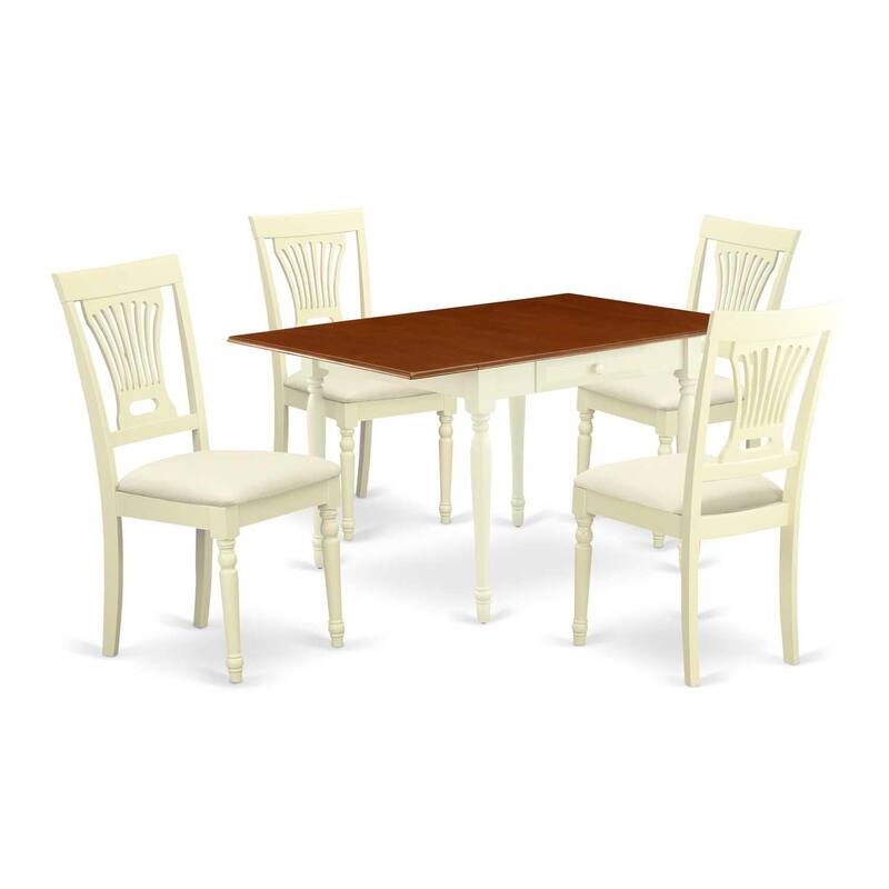 5-Piece Buttermilk and Cherry Solid Wood Top - Dining Room Set - Seats 4