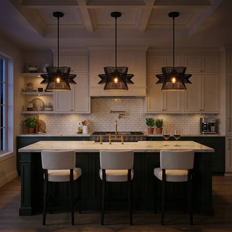 Acroma 1-light Farmhouse Coastal Woven Chandelier for Dining Room - 16'' D * 61'' H