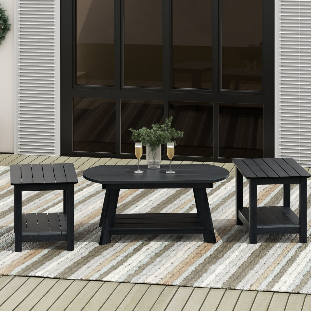 Vineyard HIPS Outdoor Eco-Friendly Coffee Table and Side Tables (3-Piece Set)