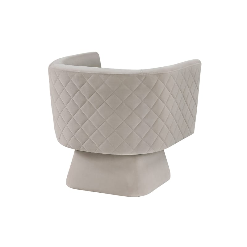 Cabe Swivel Accent Armchair, Diamond Stitch Back, Taupe Brown Velvet