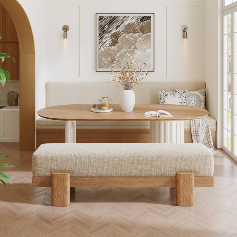 Upholstered Dining Bench, Padded Seat Kitchen Bench, Accent Seat Living/Dining Room Stool